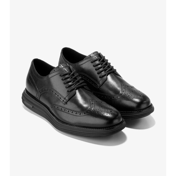 Cole Haan Mens Original Grand Wing Tip Oxford Shoes US 10.5 M Black Leather NIB - Picture 1 of 9